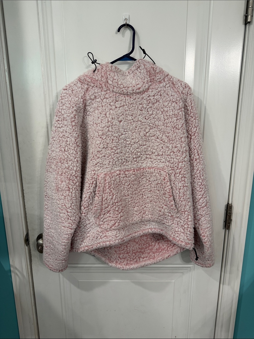 PINK Victoria's Secret Light Pink Sherpa Turtleneck Pullover